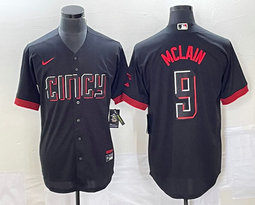 Nike Cincinnati Reds #9 Matt McLain Black City Game Authentic Stitched MLB jersey