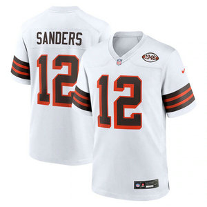 Nike Cleveland Browns #12 Shedeur Sanders White 1976 Throwback Stitched NFL Jersey