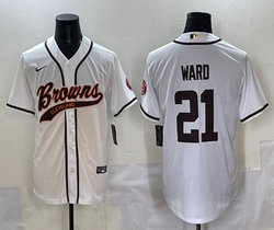 Nike Cleveland Browns #21 Denzel Ward white Joint Stitched baseball jersey