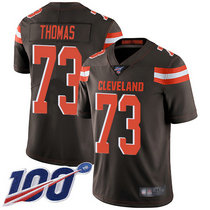 Nike Cleveland Browns #73 Joe Thomas With NFL 100th Season Patch Brown Vapor Untouchable Authentic stitched NFL jersey