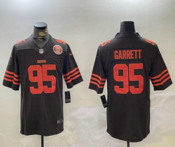 Nike Cleveland Browns #95 Myles Garrett Browns Orange number new patch Vapor Untouchable NFL Jersey