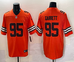 Nike Cleveland Browns #95 Myles Garrett Orange Throwback NFL Jersey