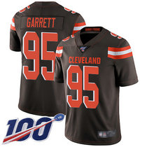Nike Cleveland Browns #95 Myles Garrett With NFL 100th Season Patch Brown Vapor Untouchable Authentic stitched NFL jersey