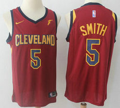Nike Cleveland Cavaliers #5 JR Smith Wine Game With Advertising Authentic Stitched NBA Jersey