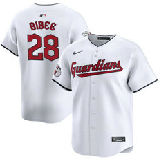 Nike Cleveland Guardians #28 Tanner Bibee White 2024 Authentic Stitched MLB Jersey