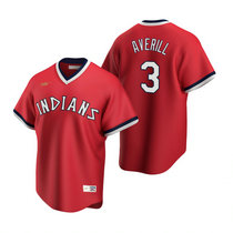 Nike Cleveland Indians #3 Earl Averill Red Cooperstown Collection Authentic Stitched MLB Jersey