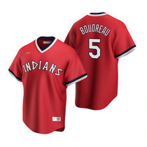 Nike Cleveland Indians #5 Lou Boudreau Red Cooperstown Collection Authentic Stitched MLB Jersey