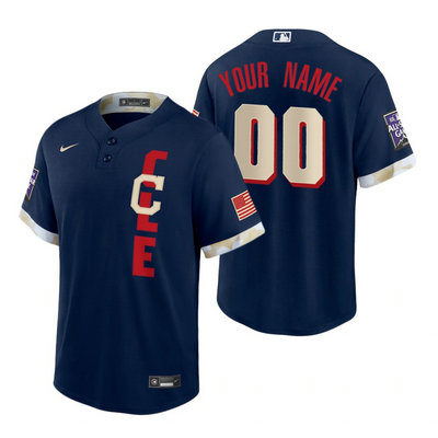 Nike Cleveland Indians Custom Any Name 2021 All star Blue Game Authentic Stitched MLB Jersey