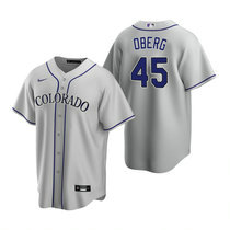 Nike Colorado Rockies #45 Scott Oberg Gray Game Authentic Stitched MLB Jersey