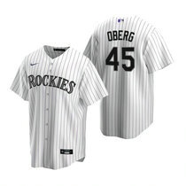 Nike Colorado Rockies #45 Scott Oberg White Game Authentic Stitched MLB Jersey