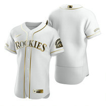 Nike Colorado Rockies #Blank White Golden Authentic Stitched MLB Jersey