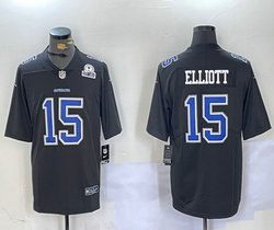 Nike Dallas Cowboys #15 Ezekiel Elliott Black 2024 Throwback with Established patch NFL Jersey