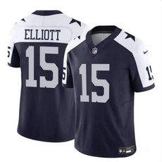 Nike Dallas Cowboys #15 Ezekiel Elliott Navy Thanksgiving 2023 F.U.S.E. Football Stitched Jersey