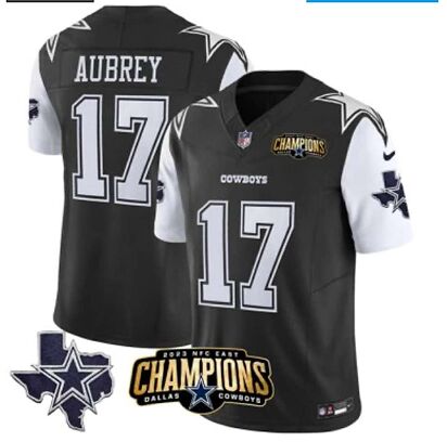 Nike Dallas Cowboys #17 Brandon Auberey Black and White Untouchable Authentic stitched NFL jersey