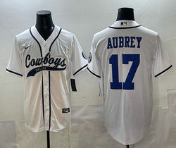 Nike Dallas Cowboys #17 Brandon Aubrey White Joint Authentic Stitched baseball jersey