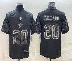 Nike Dallas Cowboys #20 Tony Pollard Black Reflective Authentic Stitched NFL Jersey