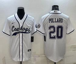 Nike Dallas Cowboys #20 Tony Pollard White Joint Adults Authentic Stitched baseball jersey