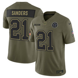 Nike Dallas Cowboys #21 Deion Sanders Olive 2025 Salute To Service Stitched Football Jersey