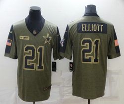 Nike Dallas Cowboys #21 Ezekiel Elliott 2021 salute to service Authentic Stitched NFL Jersey