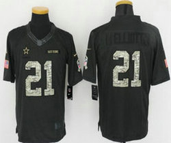 Nike Dallas Cowboys #21 Ezekiel Elliott Anthracite Salute to Service Authentic Stitched NFL Jersey