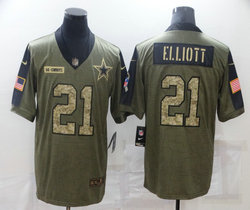 Nike Dallas Cowboys #21 Ezekiel Elliott Camo 2021 salute to service Authentic Stitched NFL Jersey