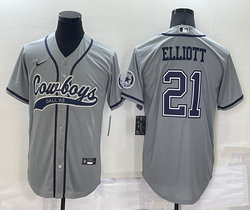 Nike Dallas Cowboys #21 Ezekiel Elliott Gray Joint adults Authentic Stitched baseball jersey