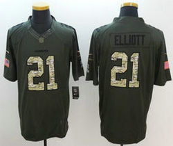 Nike Dallas Cowboys #21 Ezekiel Elliott Green Limited Salute to Service Authentic Stitched NFL jersey