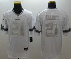 Nike Dallas Cowboys #21 Ezekiel Elliott White Platinum Authentic Stitched NFL Jerseys