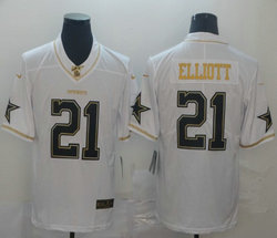 Nike Dallas Cowboys #21 Ezekiel Elliott White Throwback Gold Number Authentic Stitched NFL Jersey