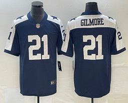 Nike Dallas Cowboys #21 Stephon Gilmore Blue Thanksgiving Vapor Untouchable Authentic Stitched NFL Jersey