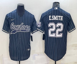 Nike Dallas Cowboys #22 Emmitt Smith Blue White Stripe Joint adults Authentic Stitched baseball jersey