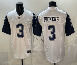 Nike Dallas Cowboys #3 George Pickens White Rush Stitched Jersey