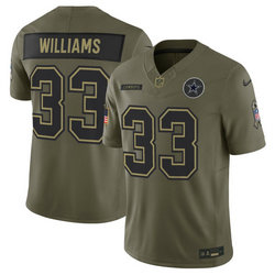 Nike Dallas Cowboys #33 Javonte Williams Olive 2025 Salute To Service Stitched Football Jersey