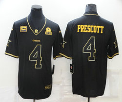 Nike Dallas Cowboys #4 Dak Prescott Black Gold Throwback Authentic Stitched NFL Jersey
