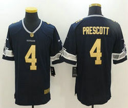 Nike Dallas Cowboys #4 Dak Prescott Blue Gold Number Limited Authentic stitched NFL jersey