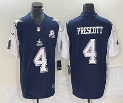 Nike Dallas Cowboys #4 Dak Prescott Blue Thanksgiving 2023 F.U.S.E. Established In 1960 Patch Jersey