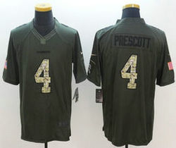 Nike Dallas Cowboys #4 Dak Prescott Green Salute To Service Limited Authentic Stitched NFL Jerseys