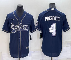 Nike Dallas Cowboys #4 Dak Prescott Navy Blue Joint adults Authentic Stitched baseball jersey