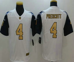 Nike Dallas Cowboys #4 Dak Prescott White Thanksgiving Gold Rush Limited Authentic Stitched NFL Jersey