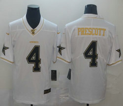 Nike Dallas Cowboys #4 Dak Prescott White Throwback Gold Number Authentic Stitched NFL Jersey