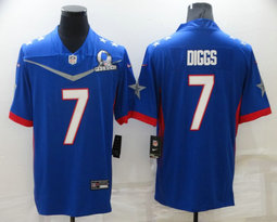 Nike Dallas Cowboys #7 Trevon Diggs 2022 All star Blue Authentic Stitched NFL Jersey