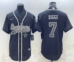 Nike Dallas Cowboys #7 Trevon Diggs Black Reflective with logo Authentic Stitched baseball Jersey