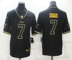 Nike Dallas Cowboys #7 Trevon Diggs Black Throwback Gold Number Authentic Stitched NFL Jersey