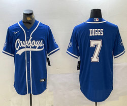 Nike Dallas Cowboys #7 Trevon Diggs Light Blue Joint Authentic Stitched baseball jersey