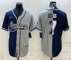 Nike Dallas Cowboys #7 Trevon Diggs Navy Grey Split With Patch Joint Authentic Stitched baseball jersey