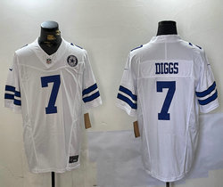 Nike Dallas Cowboys #7 Trevon Diggs White New Team Patch F.U.S.E. Authentic Stitched NFL Jerseys