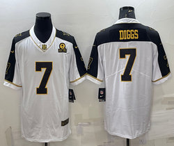 Nike Dallas Cowboys #7 Trevon Diggs White Thanksgiving Gold Name Authentic Stitched NFL Jersey