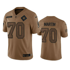 Nike Dallas Cowboys #70 Zack Martin 2023 Brown Salute To Service Authentic Stitched NFL Jersey