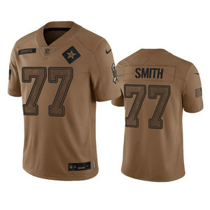 Nike Dallas Cowboys #77 Tyron Smith 2023 Brown Salute To Service Authentic Stitched NFL Jersey