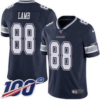 Nike Dallas Cowboys #88 CeeDee Lamb 100th Season Blue Vapor Untouchable Authentic Stitched NFL Jersey